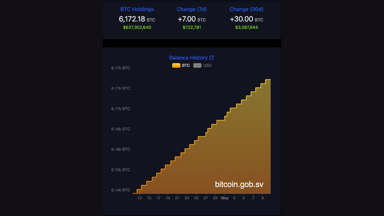 Lượng Bitcoin nắm giữ và mua lại của El Salvador kể từ ngày 13 tháng 3