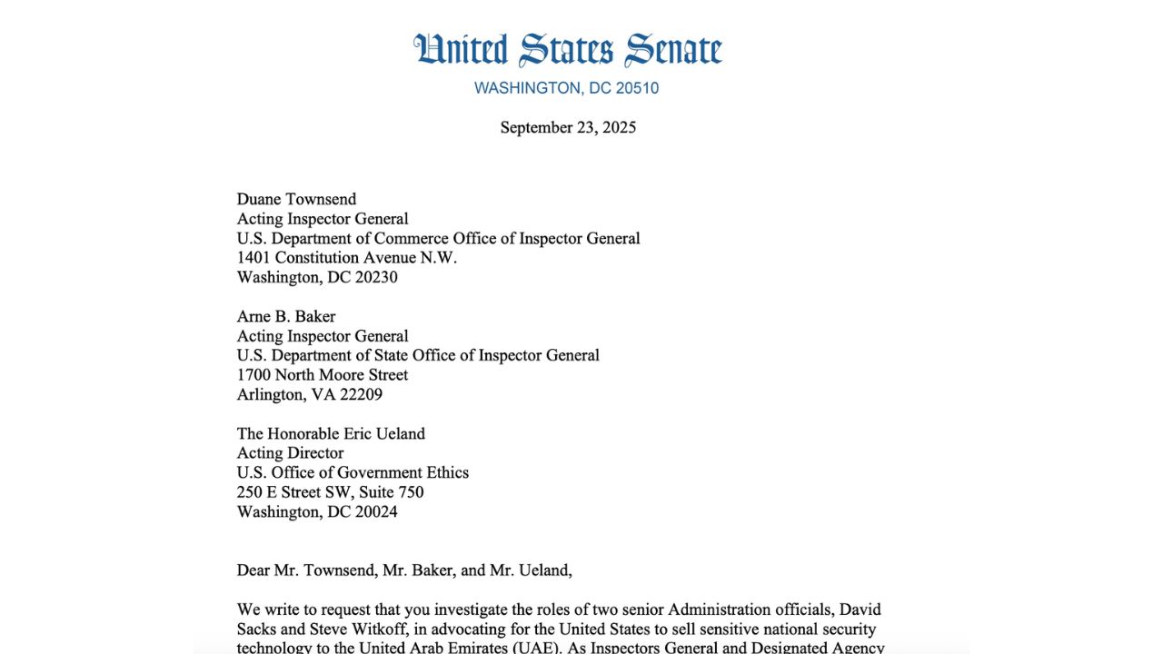 Thư của Thượng nghị sĩ Elizabeth Warren và Elissa Slotkin gửi hôm thứ Ba