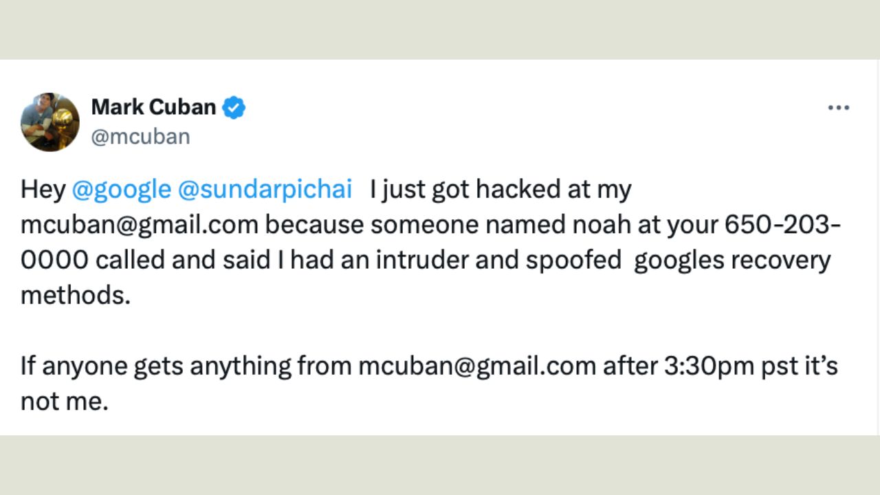 Mark Cuban tuyên bố Gmail của anh đã bị hack