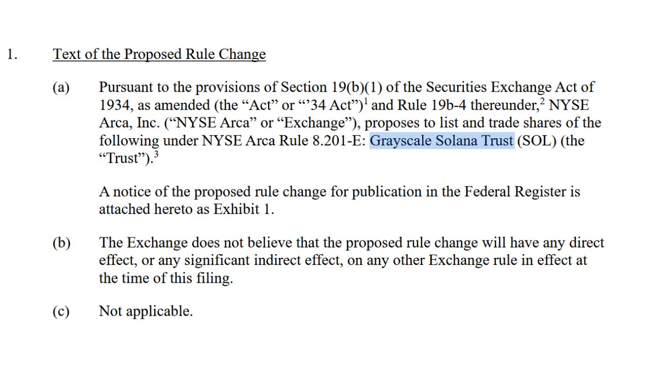 Trích từ hồ sơ 19b-4 của Grayscale để niêm yết một ETF Solana giao ngay